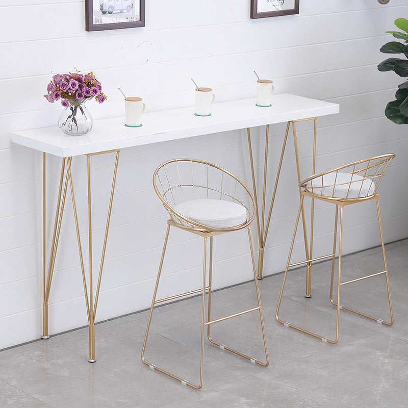 Glam Style Rectangle Bar Table Wood Bar Height Table with 4 Legs