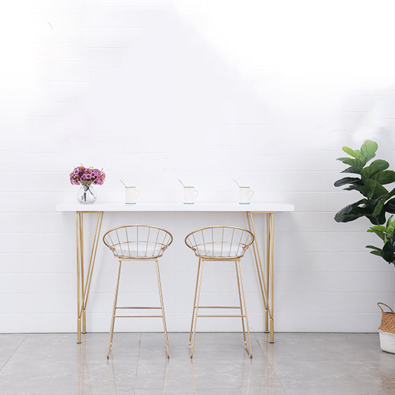 Glam Style Rectangle Bar Table Wood Bar Height Table with 4 Legs