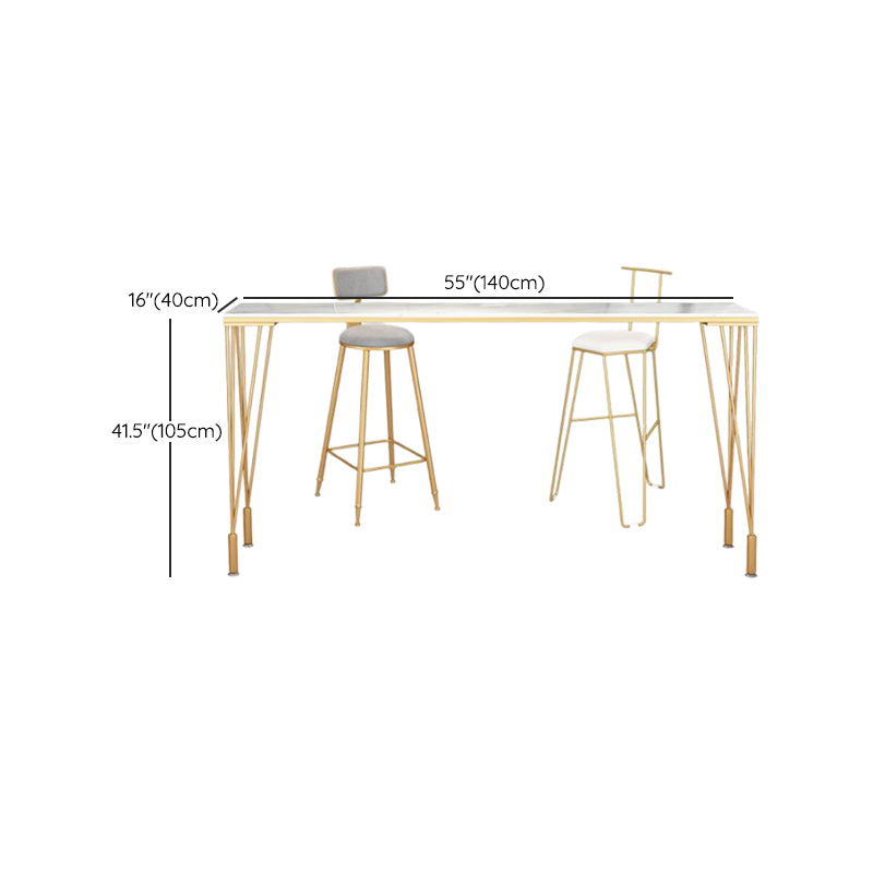 Glam Style Rectangle Bar Table Wood Bar Height Table with 4 Legs