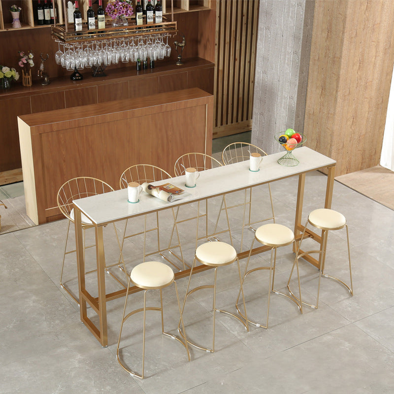 Modern Bar-height Table FauxMarble Top Bistro Bar Table with Gold Base