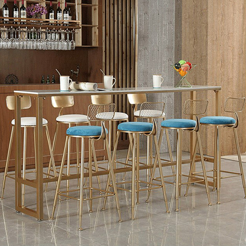 Modern Bar-height Table FauxMarble Top Bistro Bar Table with Gold Base