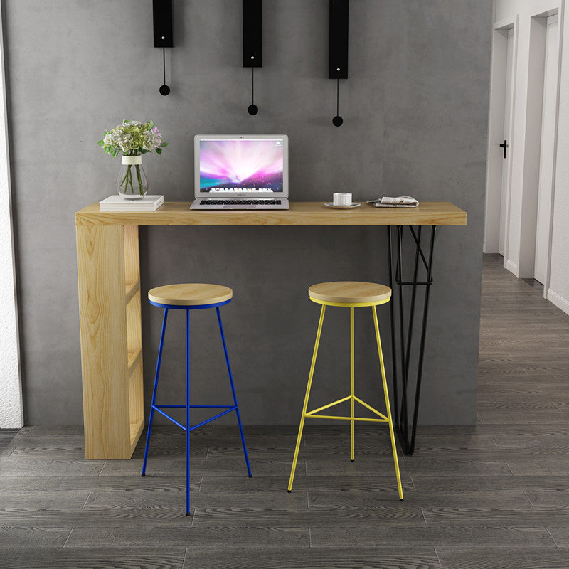 Industrial Rectangle Bistro Bar Desk Pine Solid Wood Bar Dining Table