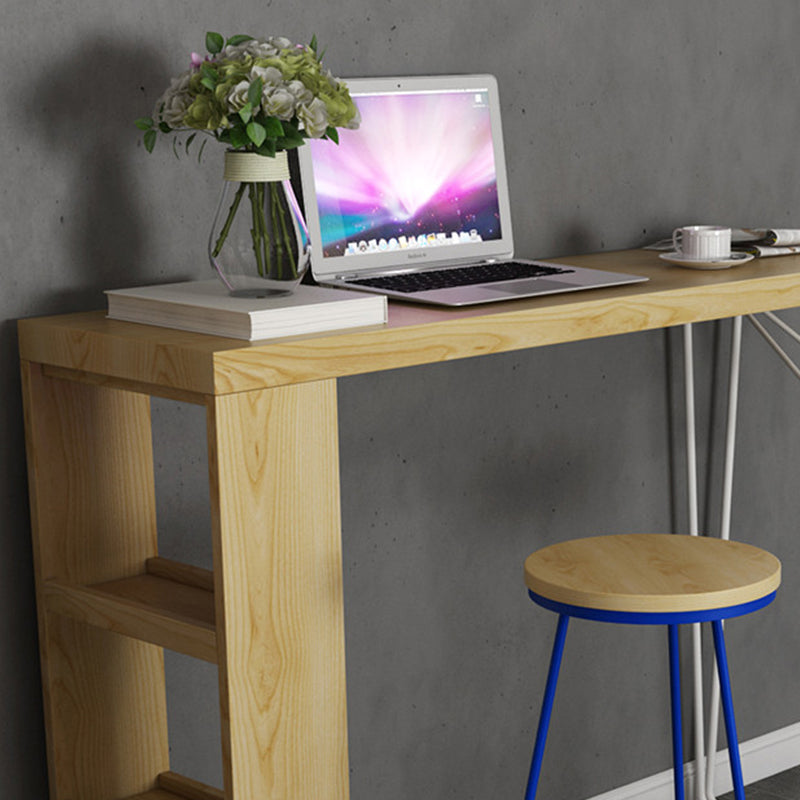 Industrial Rectangle Bistro Bar Desk Pine Solid Wood Bar Dining Table