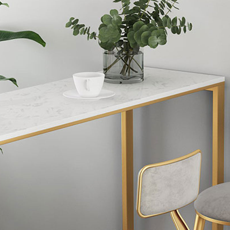 Modern Bar-height Table FauxMarble Top Bistro Bar Table with 3 Shelve