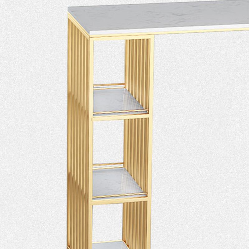 Modern Bar-height Table FauxMarble Top Bistro Bar Table with 3 Shelve