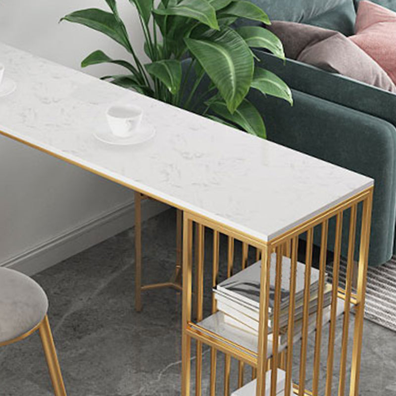 Modern Bar-height Table FauxMarble Top Bistro Bar Table with 3 Shelve