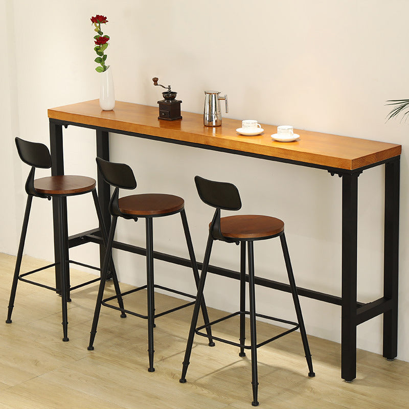 Industrial Bar-height Table Solid Wood Top Bistro Pub Table for Patio Use