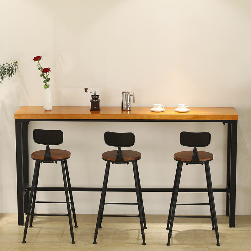 Industrial Bar-height Table Solid Wood Top Bistro Pub Table for Patio Use