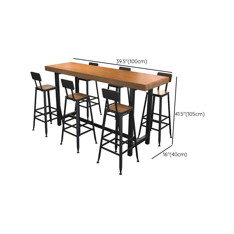 Industrial Bar-height Table Solid Wood Top Bistro Pub Table for Patio Use