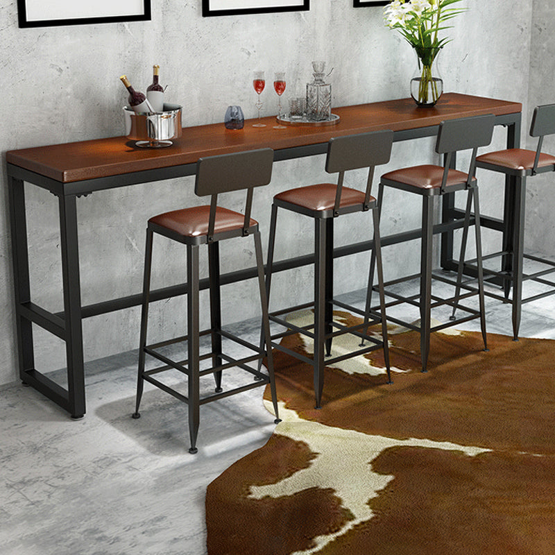 Industrial Bar-height Table Solid Wood Top Bistro Pub Table with Black Base