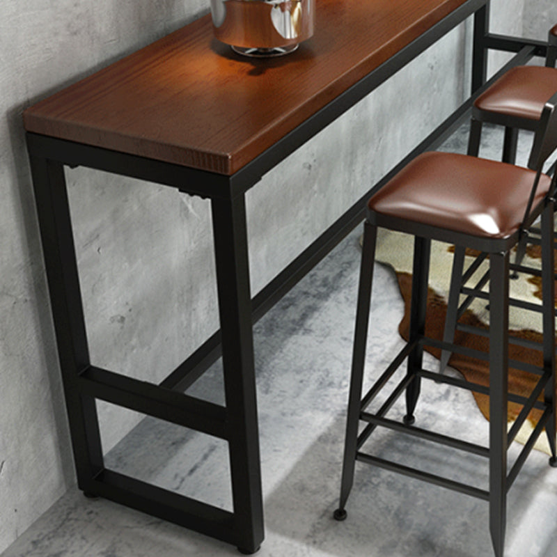 Industrial Bar-height Table Solid Wood Top Bistro Pub Table with Black Base