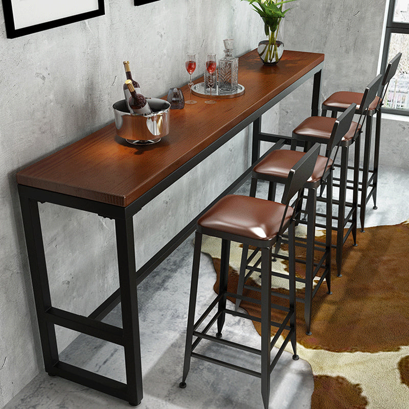 Industrial Bar-height Table Solid Wood Top Bistro Pub Table with Black Base