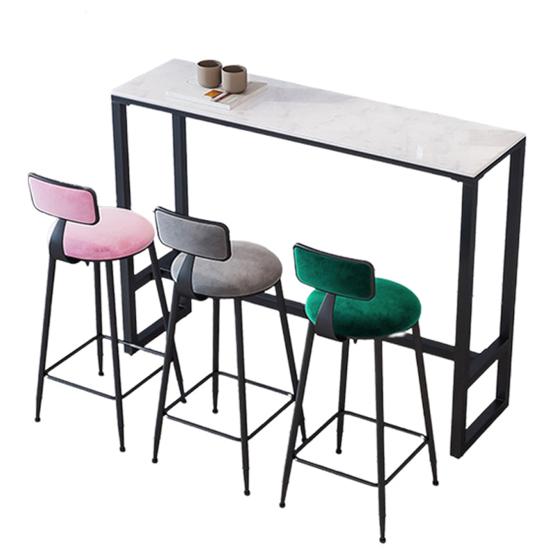 Modern Bar-height Table White Faux Marble Top Bistro Pub Table