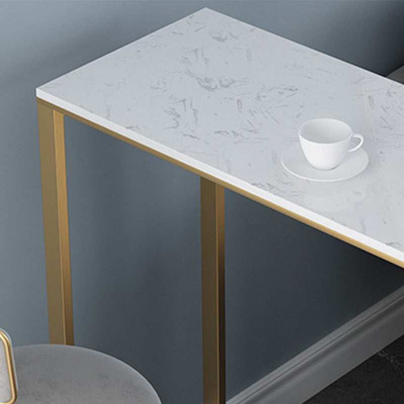 Glam Bar-height Table Faux Marble Top Bistro Pub Table with 3 Shelves