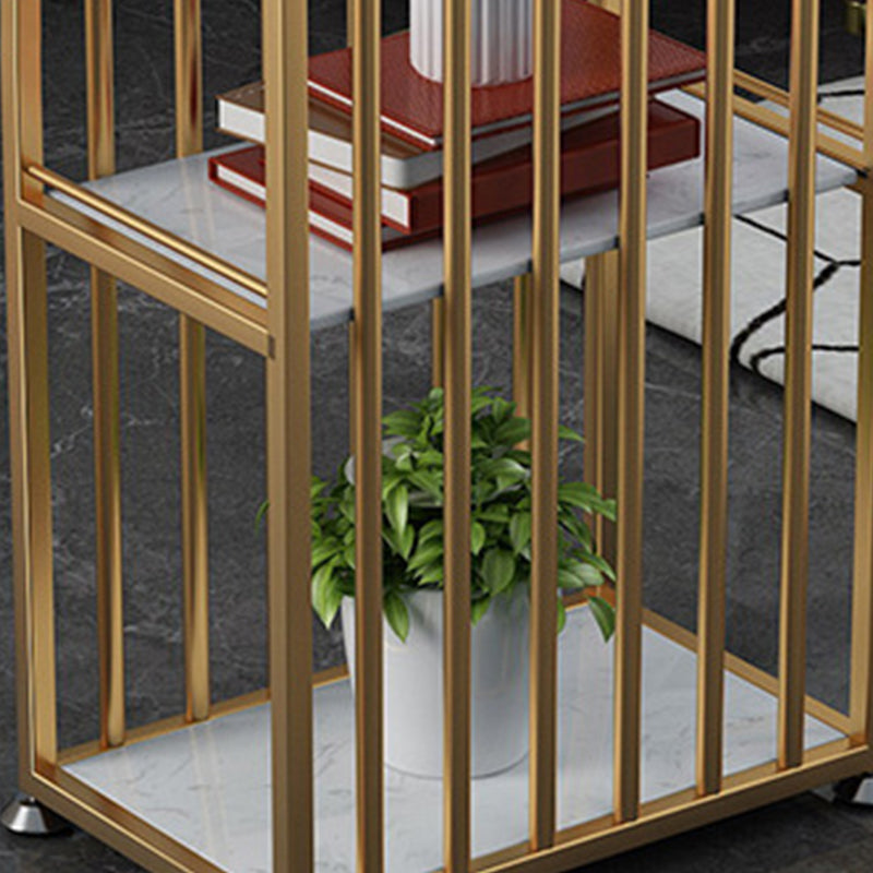 Glam Bar-height Table Faux Marble Top Bistro Pub Table with 3 Shelves