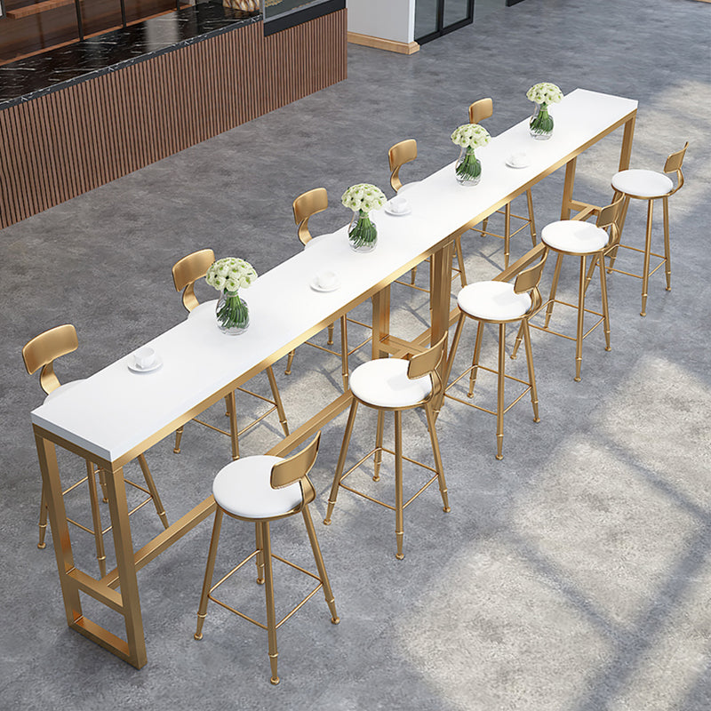 Glam Style Rectangle Bar Table Pine Solid Wood Bar Height Table with Footrest