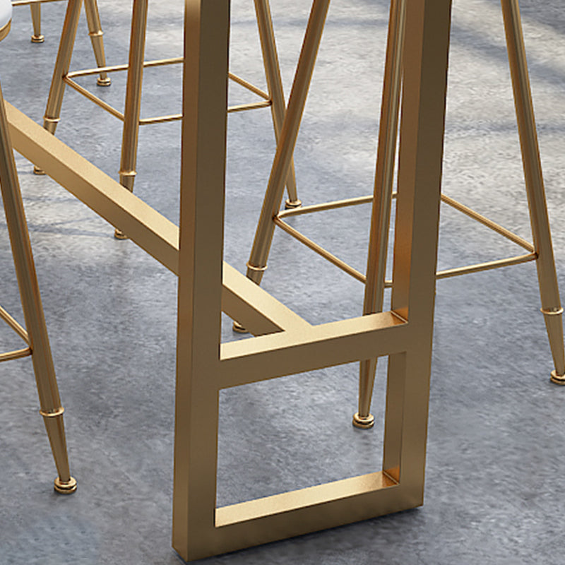 Glam Style Rectangle Bar Table Pine Solid Wood Bar Height Table with Footrest