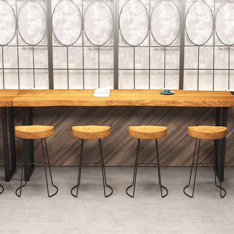 Industrial Bar-height Table Solid Wood Top Bistro Pub Table with Black Base