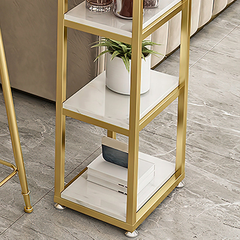 Glam Style Bar Table Stone Double Pedestal Bar Height Table with Storage