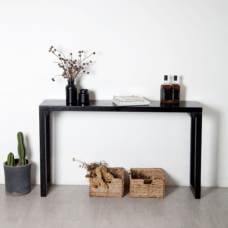 Industrial Rectangle Bistro Bar Desk Pine Solid Wood Bistro Table with Sled Base