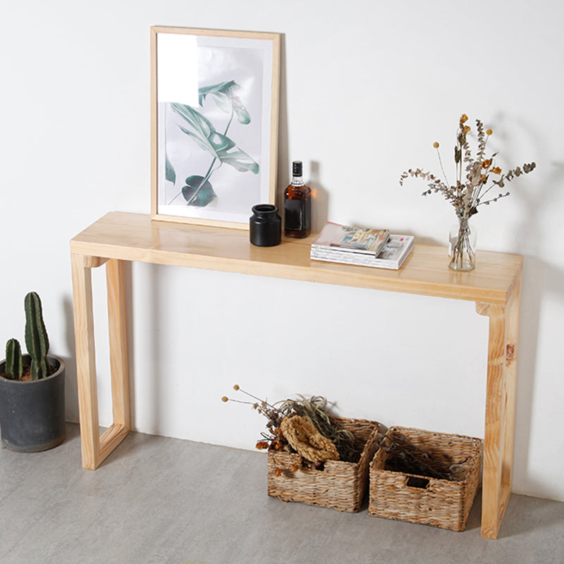 Industrial Rectangle Bistro Bar Desk Pine Solid Wood Bistro Table with Sled Base