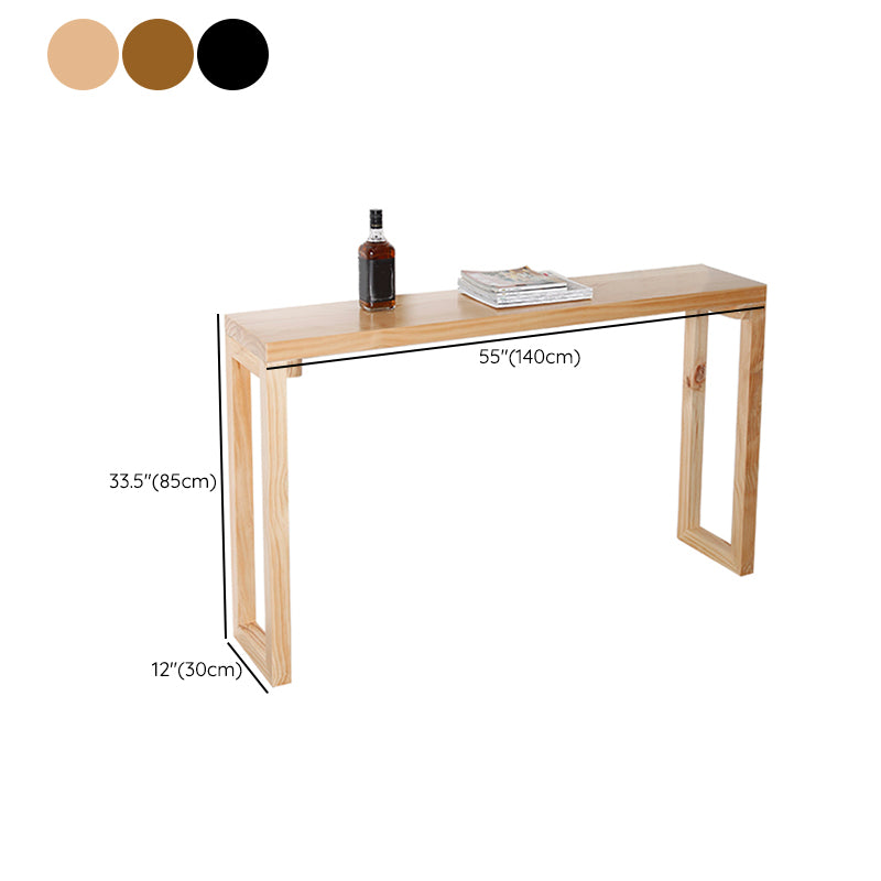 Industrial Rectangle Bistro Bar Desk Pine Solid Wood Bistro Table with Sled Base