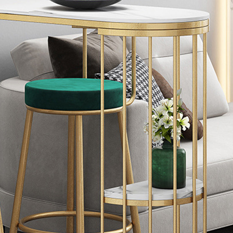 Modern Bar Height Table Faux Marble Top Bistro Bar Table with 3 Shelve