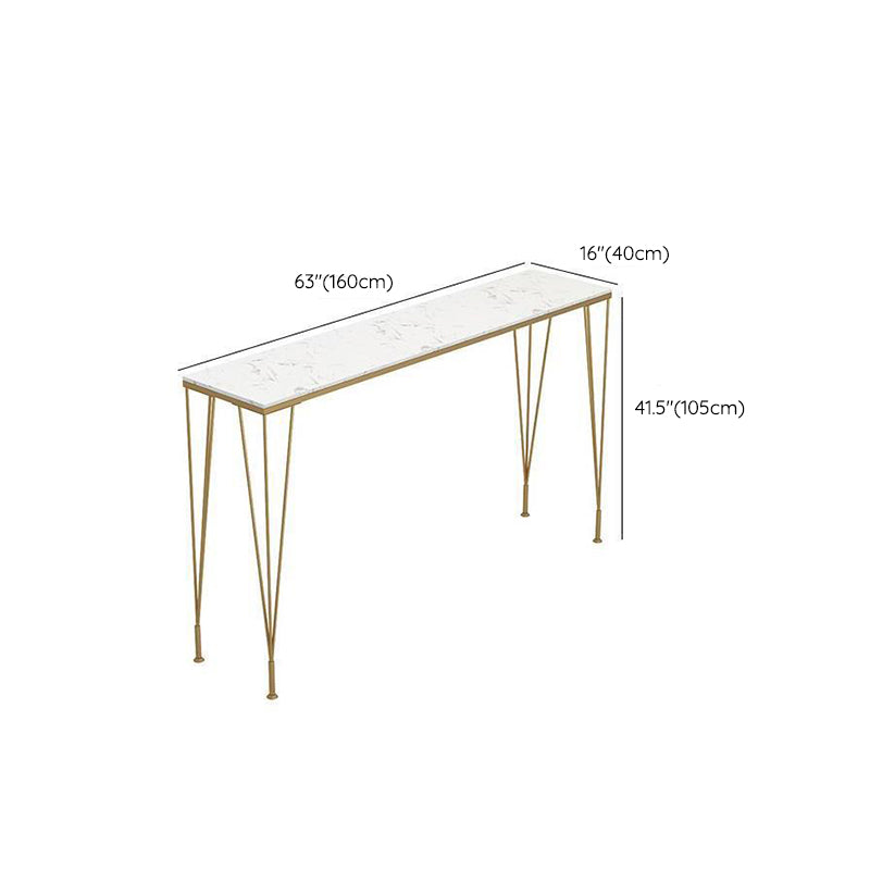 Rectangular Bar Height Table White Faux Marble Top Bistro Pub Table for Indoor