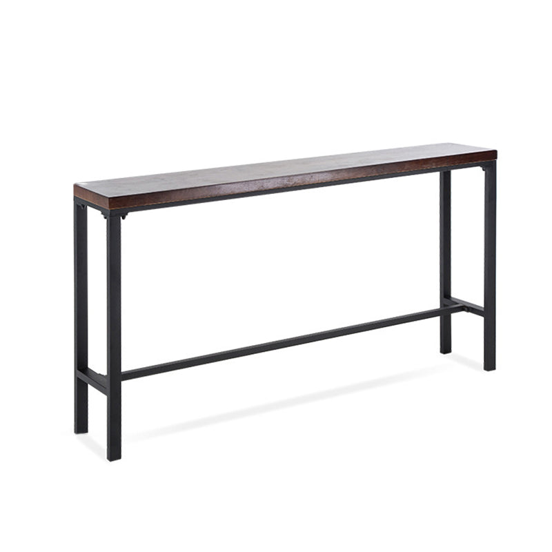 Industrial Bar Height Table Solid Wood Top Bistro Bar Table with Black Base