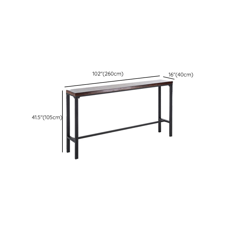 Industrial Bar Height Table Solid Wood Top Bistro Bar Table with Black Base