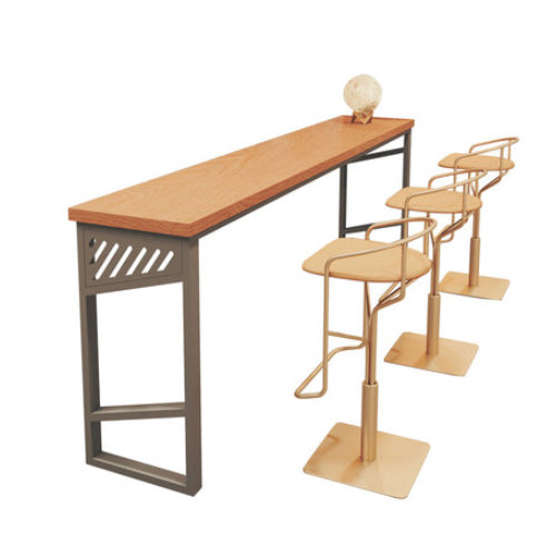 Industrial Rectangle Bistro Bar Desk Solid Wood Bistro Table with Double Pedestal