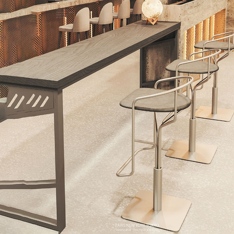 Industrial Rectangle Bistro Bar Desk Solid Wood Bistro Table with Double Pedestal