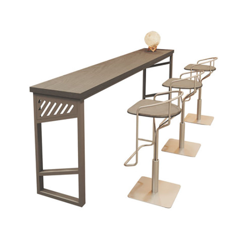 Industrial Rectangle Bistro Bar Desk Solid Wood Bistro Table with Double Pedestal