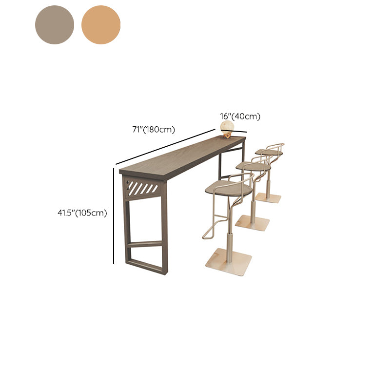 Industrial Rectangle Bistro Bar Desk Solid Wood Bistro Table with Double Pedestal