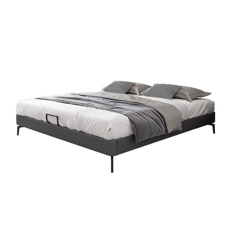 Dark Grey Platform Bed Wood and Upholstered Platform Bed Frame with Metal Legs
