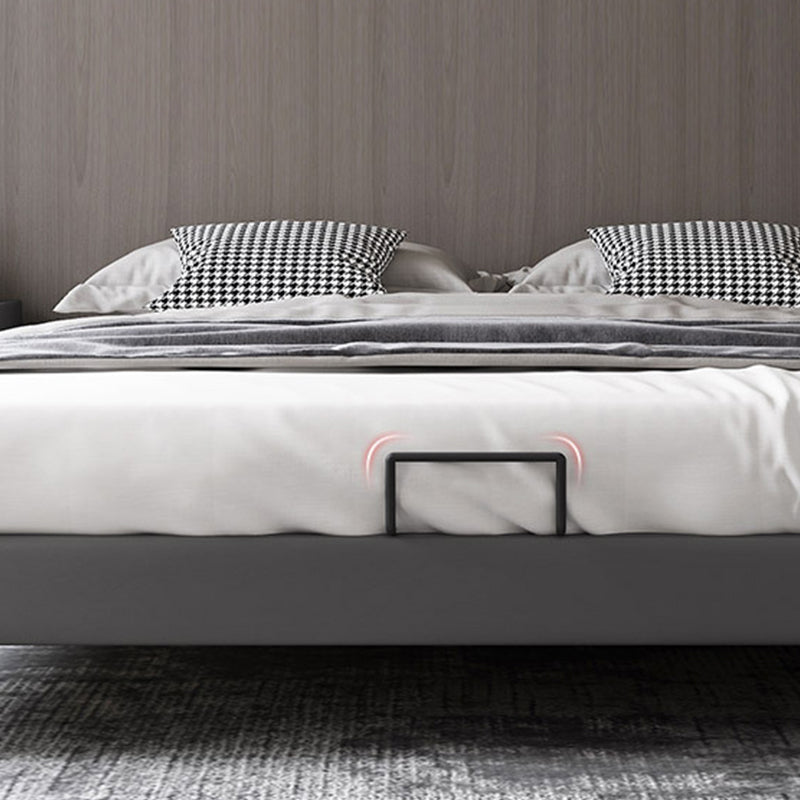 Dark Grey Platform Bed Wood and Upholstered Platform Bed Frame with Metal Legs