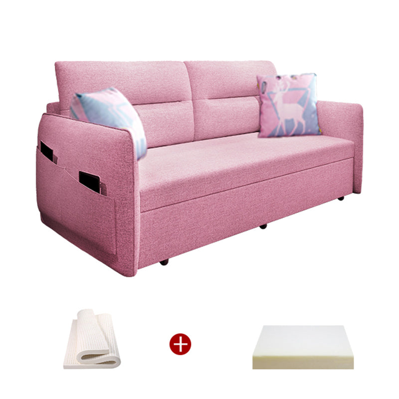 Pink Metal Daybed with Upholstered Contemporary Convertible Kids Bed