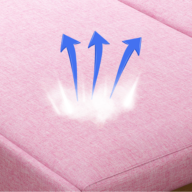 Pink Metal Daybed with Upholstered Contemporary Convertible Kids Bed