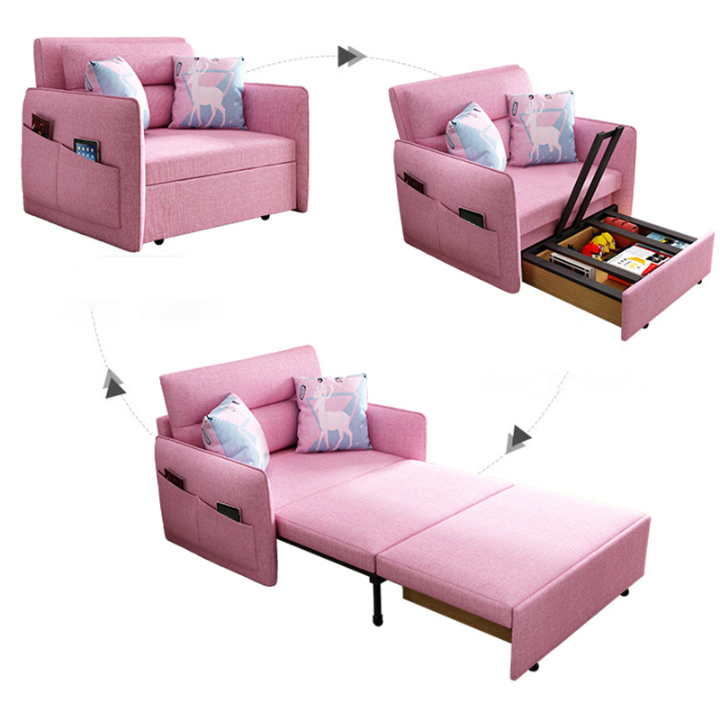 Pink Metal Daybed with Upholstered Contemporary Convertible Kids Bed
