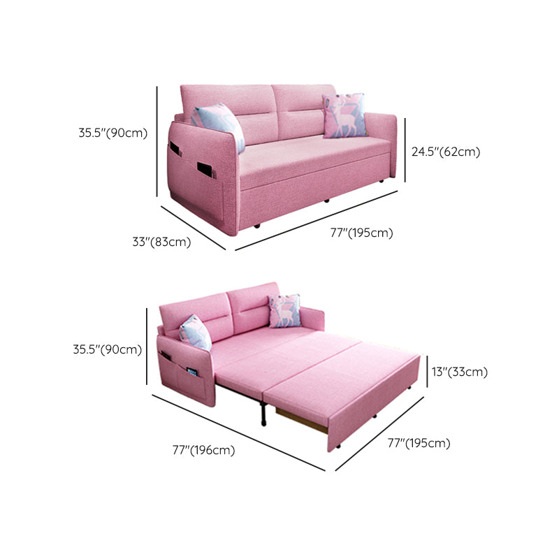 Pink Metal Daybed with Upholstered Contemporary Convertible Kids Bed