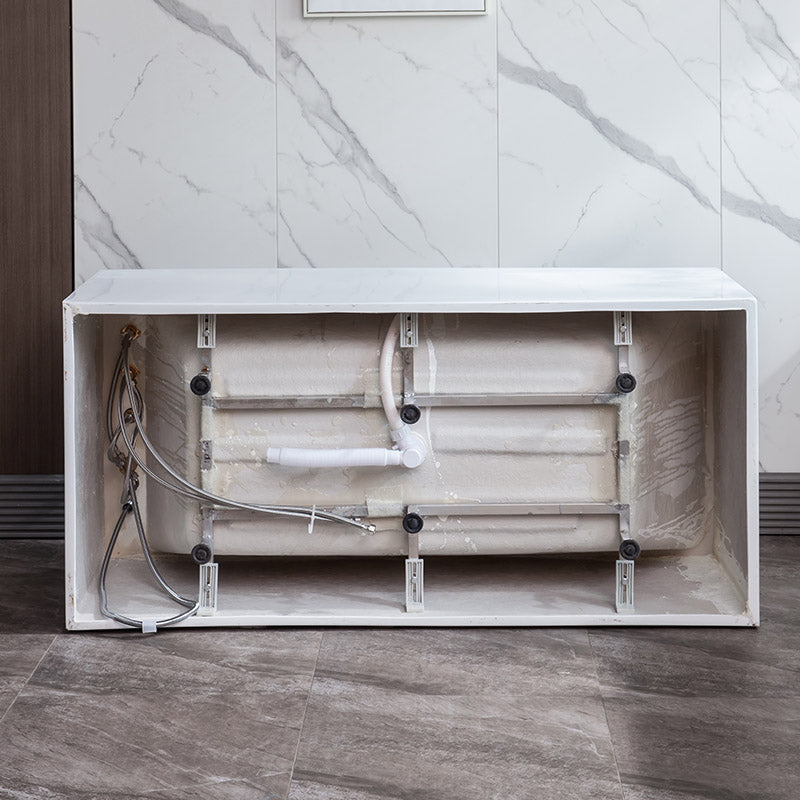 Modern White Rectangle Acrylic Bathtub Freestanding Soaking Bathtub with Drain Bath Tub
