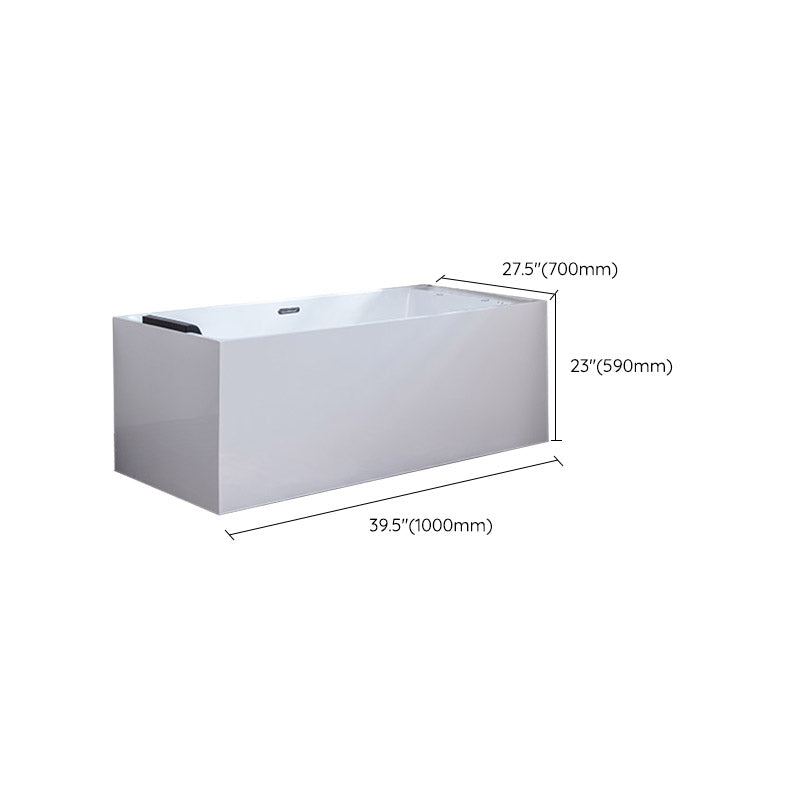 Modern White Rectangle Acrylic Bathtub Freestanding Soaking Bathtub with Drain Bath Tub