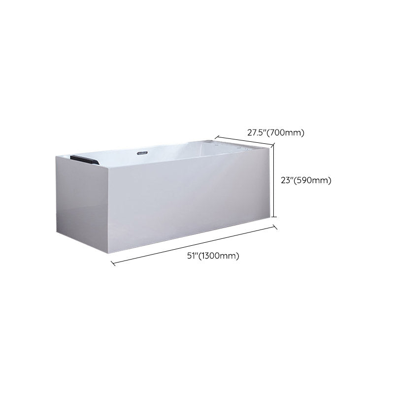 Modern White Rectangle Acrylic Bathtub Freestanding Soaking Bathtub with Drain Bath Tub