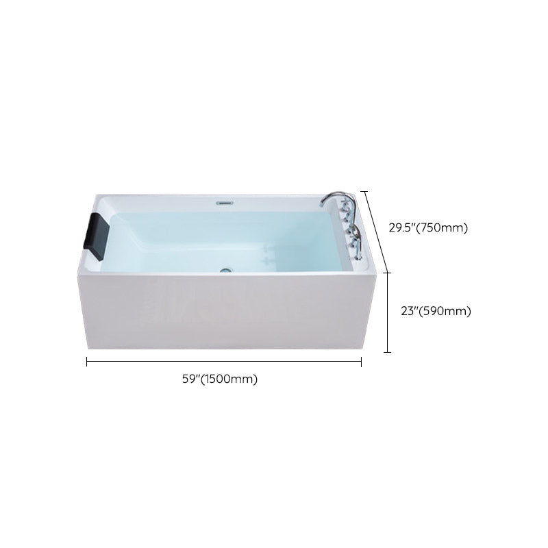 Modern White Rectangle Acrylic Bathtub Freestanding Soaking Bathtub with Drain Bath Tub