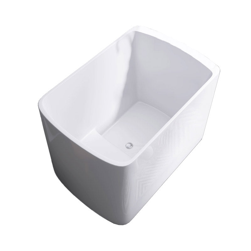 Modern White Acrylic Rectangle Bathtub Freestanding Soaking Bathtub with Drain Bath Tub