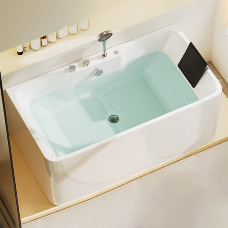 Modern White Rectangle Bathtub Acrylic Back to Wall with Drain Bath Tub