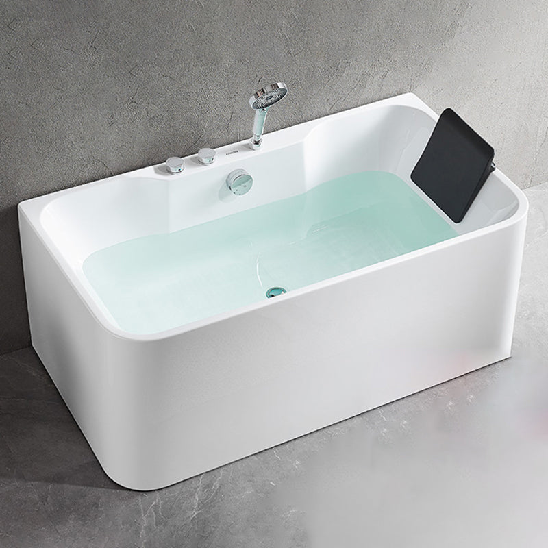 Modern White Rectangle Bathtub Acrylic Back to Wall with Drain Bath Tub