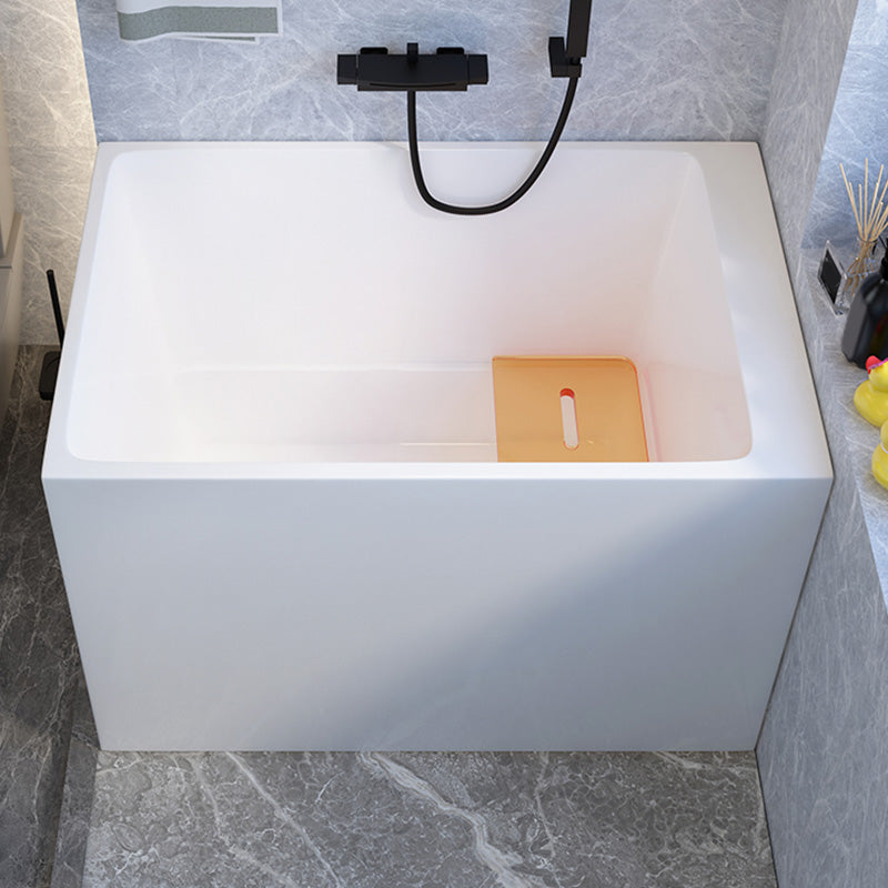 Modern White Rectangular Bathtub Acrylic Back to Wall with Drain Bath Tub