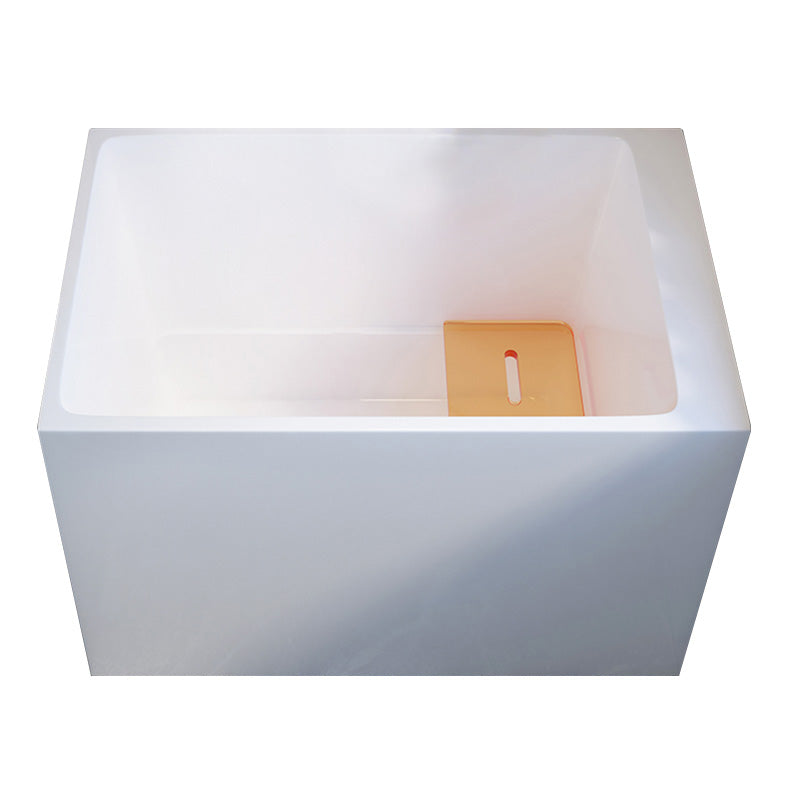 Modern White Rectangular Bathtub Acrylic Back to Wall with Drain Bath Tub