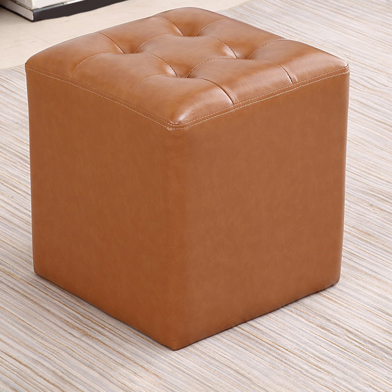 Modern Leather Pouf Water Resistant Square Pouf for Living Room